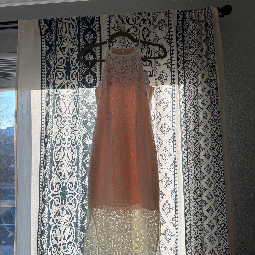 Keepsake Lace Halter Midi Dress Cream Nude Floral XS